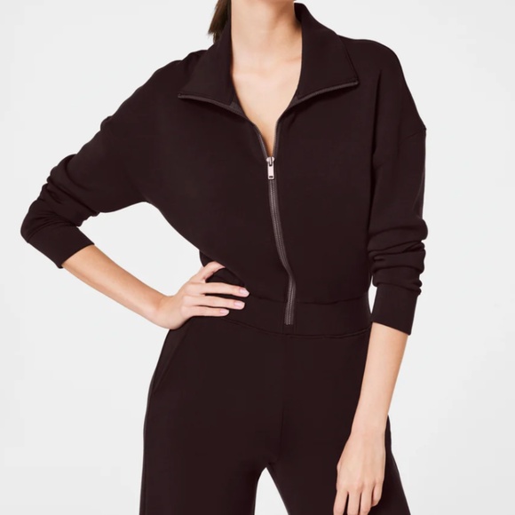 NEW Spanx AirEssentials Long Sleeve Truffle Brown Jumpsuit Sz M NWT Never Worn - Picture 4 of 4